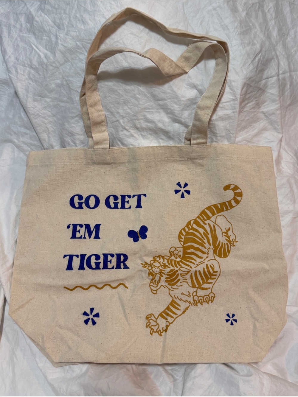 Alterfab NWOT Go Get ‘Em Tiger Canvas Graphic Print Tote Bag